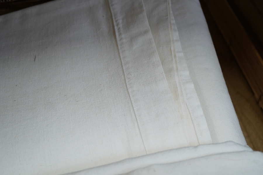 Six coarse plain French linen sheets